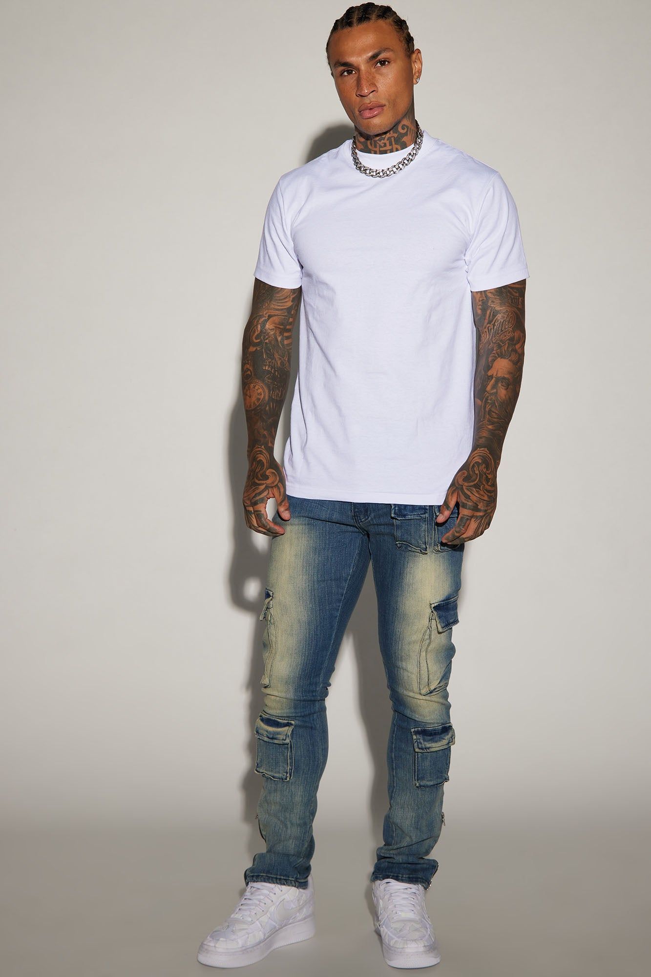 Pocket Me Cargo Stacked Skinny Zipper Flare Jeans - Medium Wash sold by Fashion Nova product image thumbnail 2