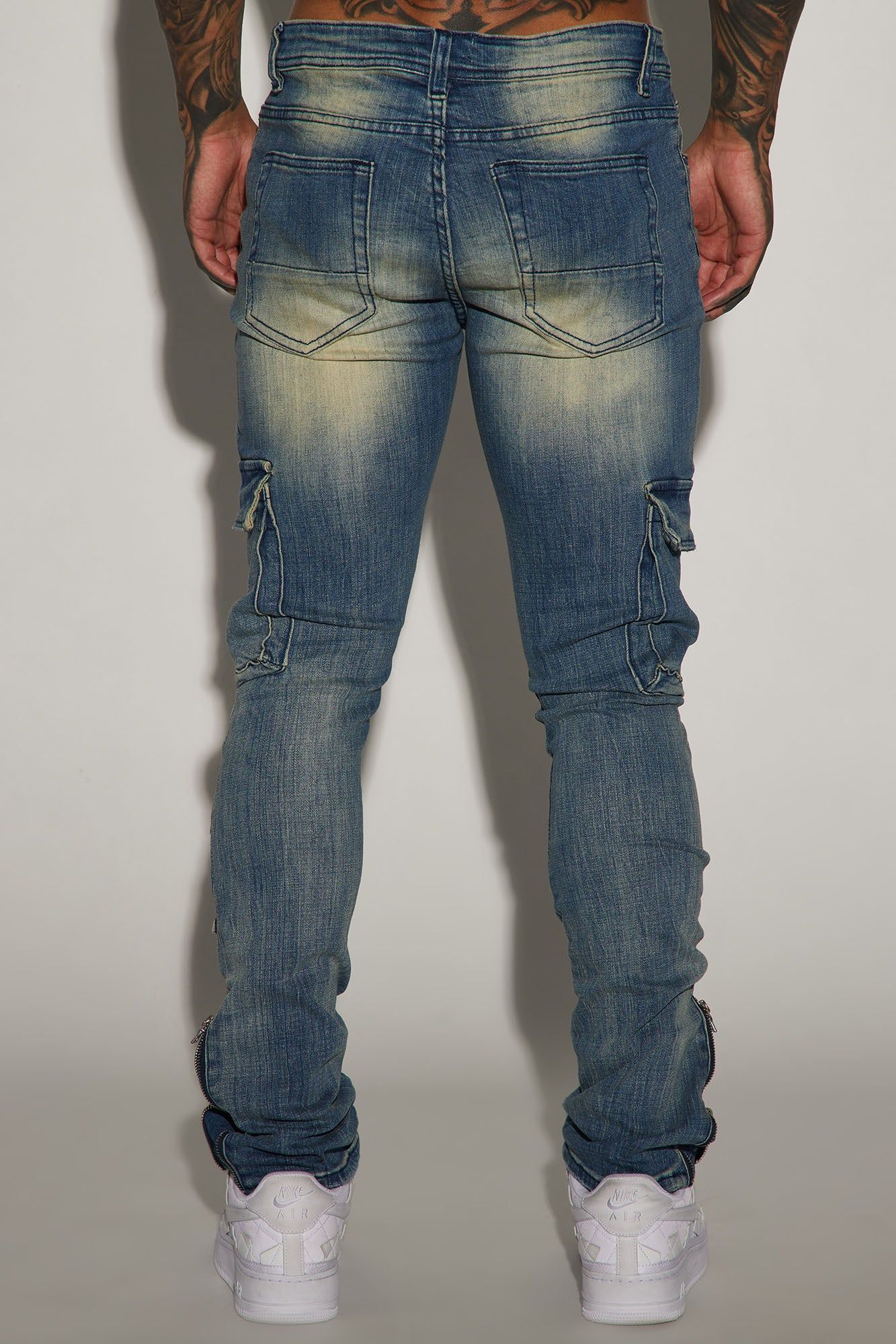 Pocket Me Cargo Stacked Skinny Zipper Flare Jeans - Medium Wash sold by Fashion Nova product image thumbnail 5