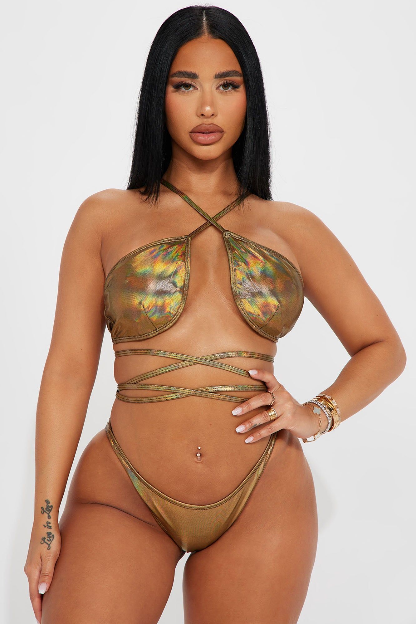 Golden Sun 2 Piece Bikini - Gold sold by Fashion Nova