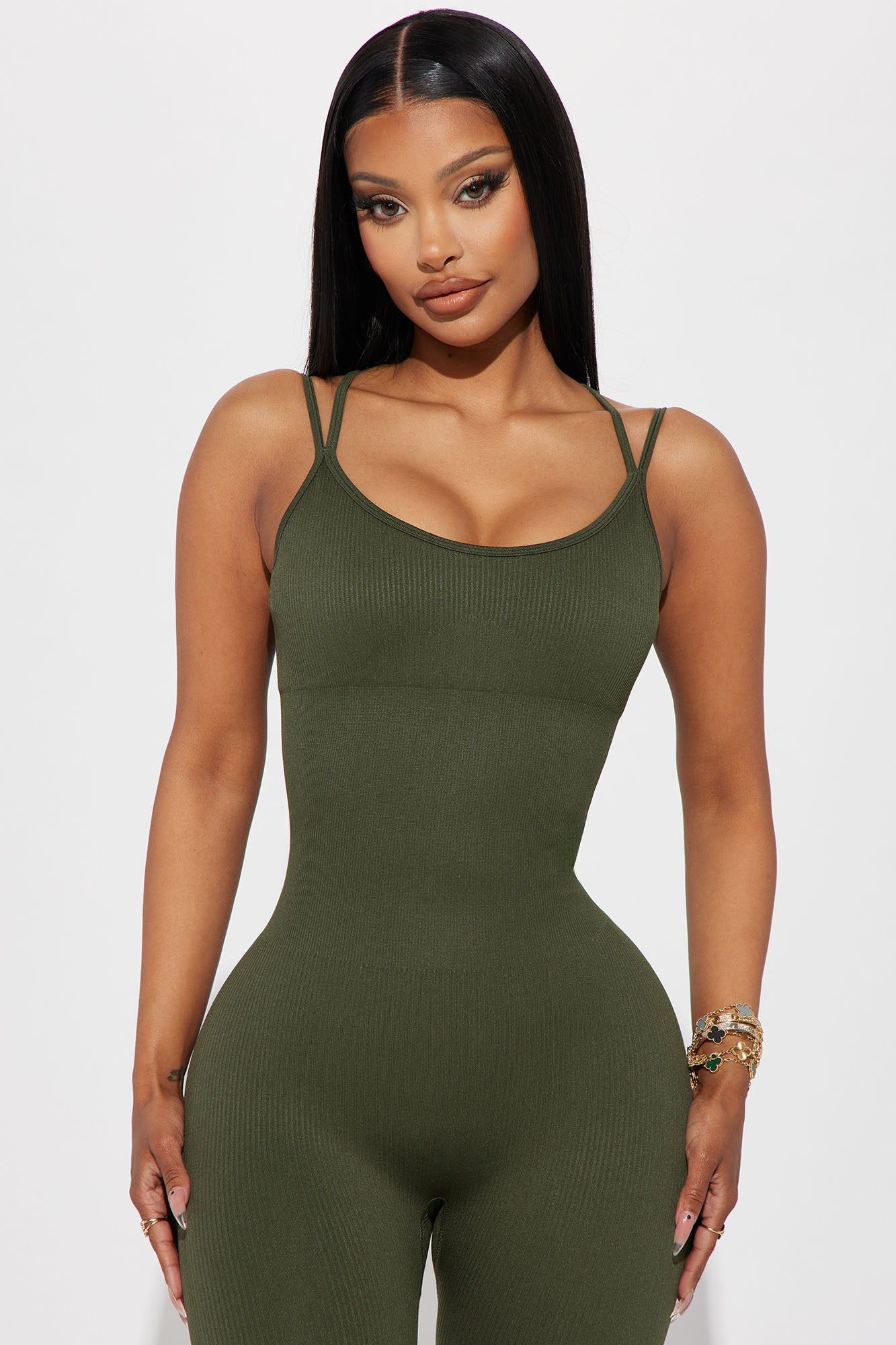 Effortless Joyce Ribbed Seamless Jumpsuit - Olive sold by Fashion Nova product image thumbnail 2
