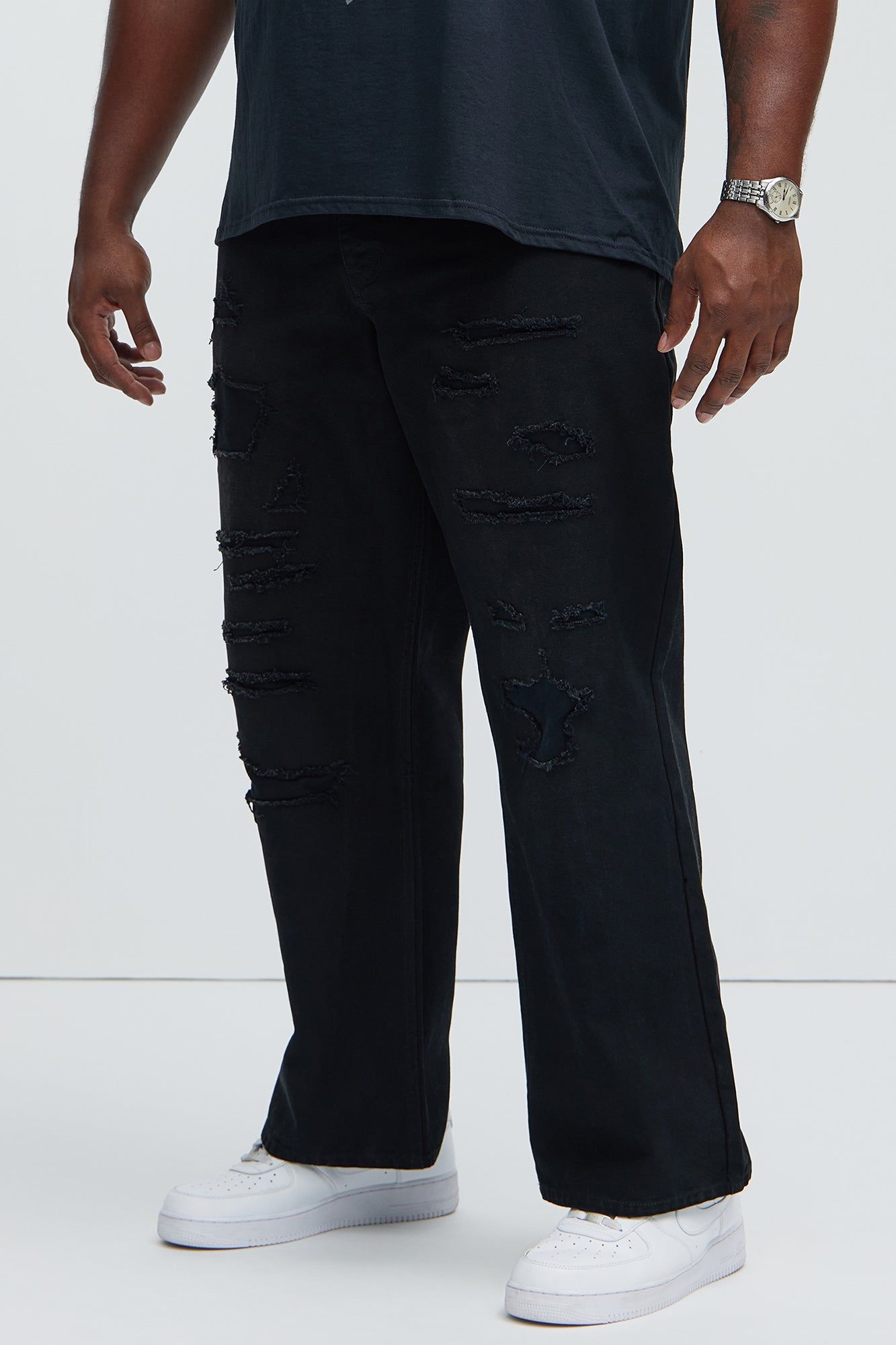 Centola Straight Repaired Pants - Black sold by Fashion Nova product image thumbnail 5