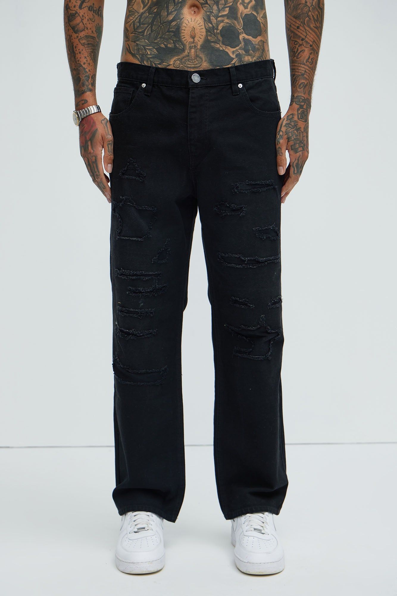 Centola Straight Repaired Pants - Black sold by Fashion Nova product image thumbnail 3