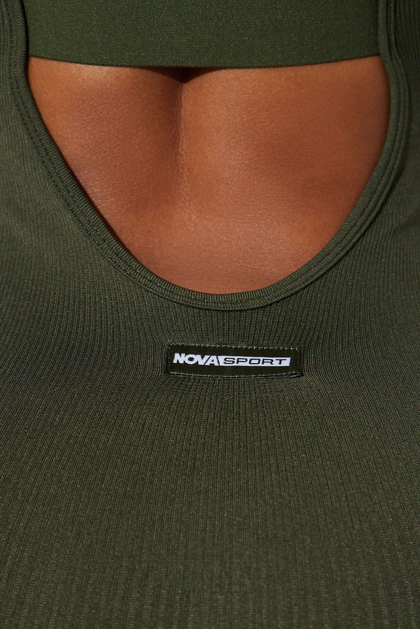 Effortless Joyce Ribbed Seamless Jumpsuit - Olive sold by Fashion Nova product image thumbnail 3