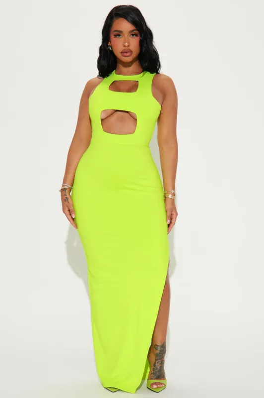 Maria Cut Out Maxi Dress - Lime sold by Fashion Nova