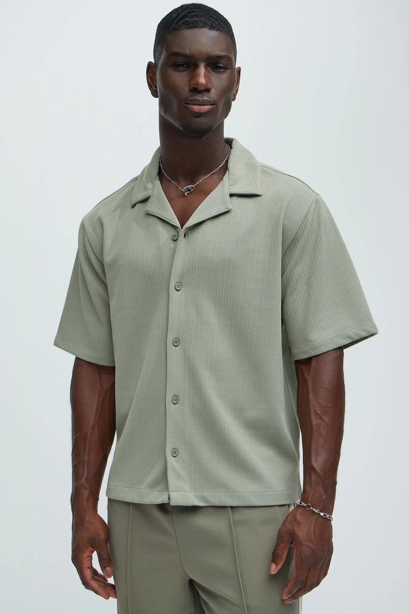 Koa Textured Shirt - Sage sold by Fashion Nova