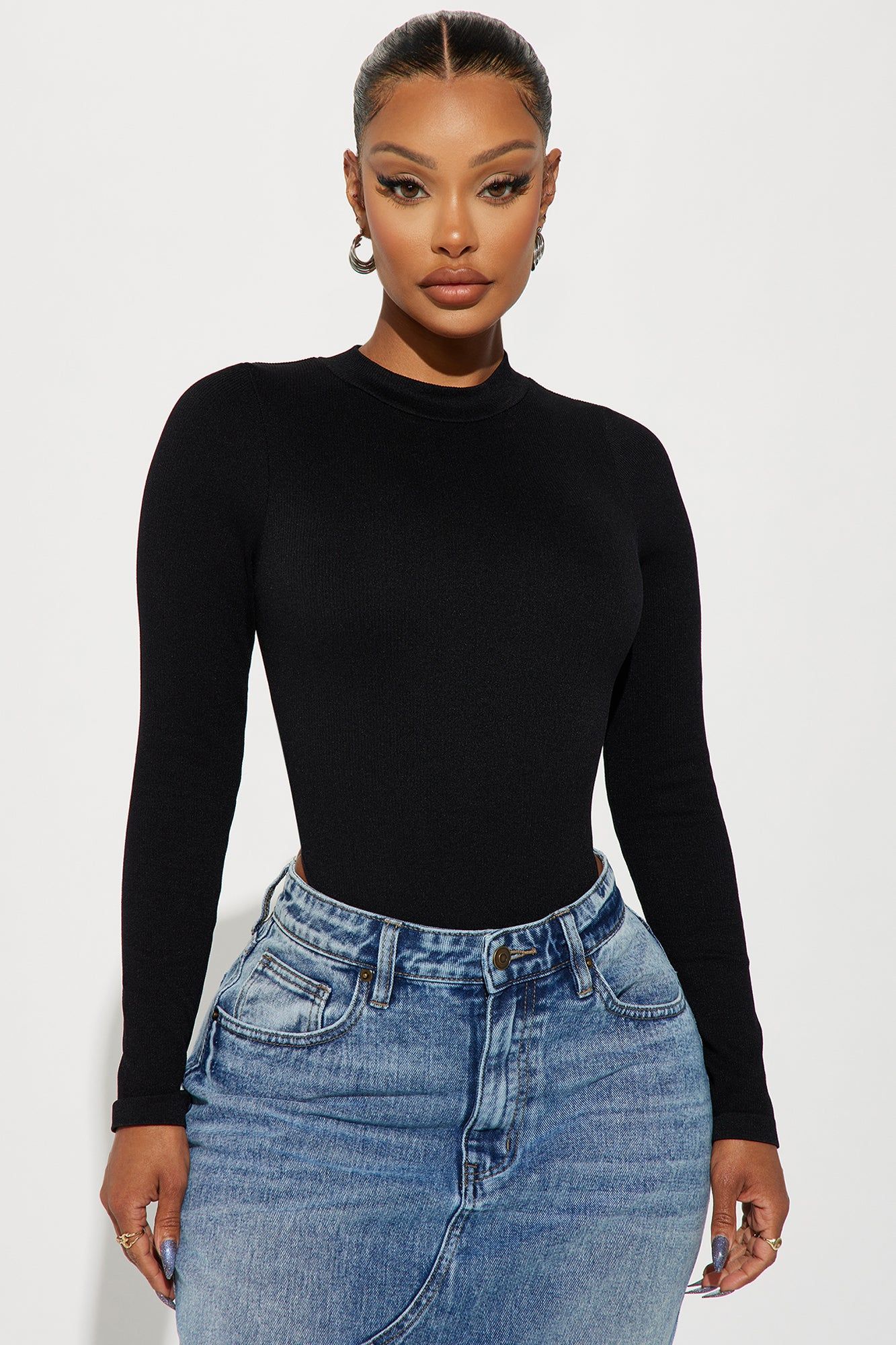 Marena Long Sleeve Bodysuit - Black sold by Fashion Nova product image thumbnail 3
