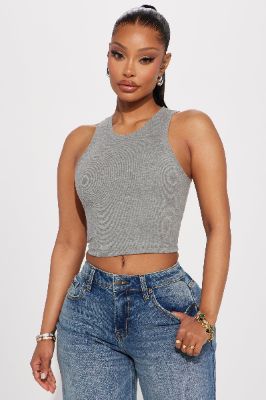 Emma Classic Ribbed Tee - Heather Grey sold by Fashion Nova