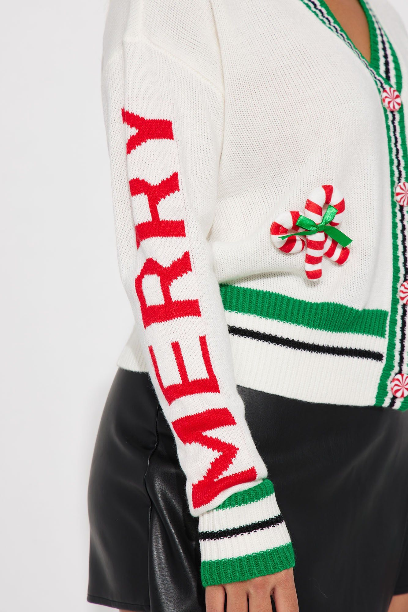 Merry Xmas Cardigan - Off White/combo sold by Fashion Nova product image thumbnail 6