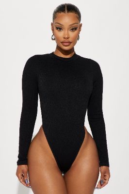 Marena Long Sleeve Bodysuit - Black sold by Fashion Nova