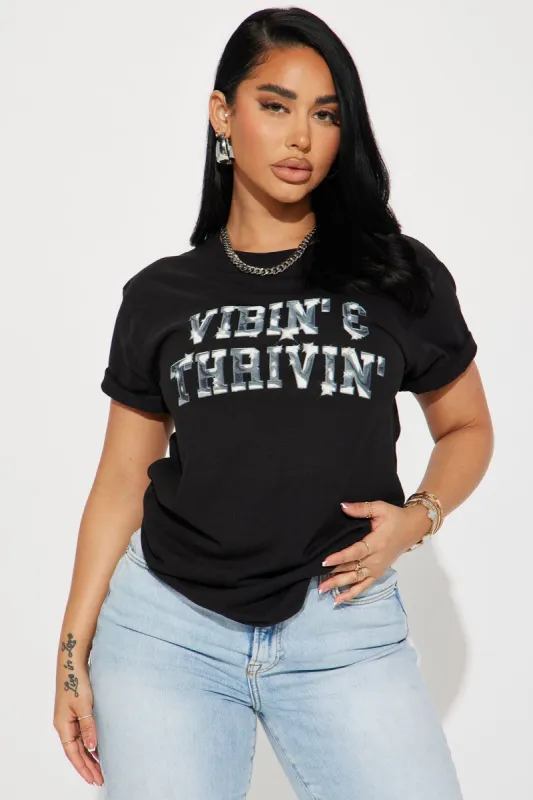 Vibin' & Thrivin' Graphic Tee - Black sold by Fashion Nova
