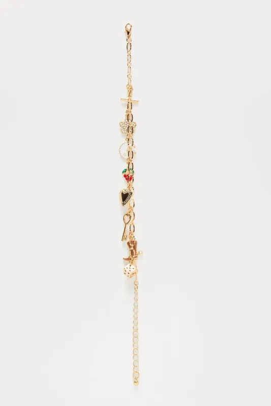 Lucky Girl Syndrome Charm Bracelet - Gold sold by Fashion Nova