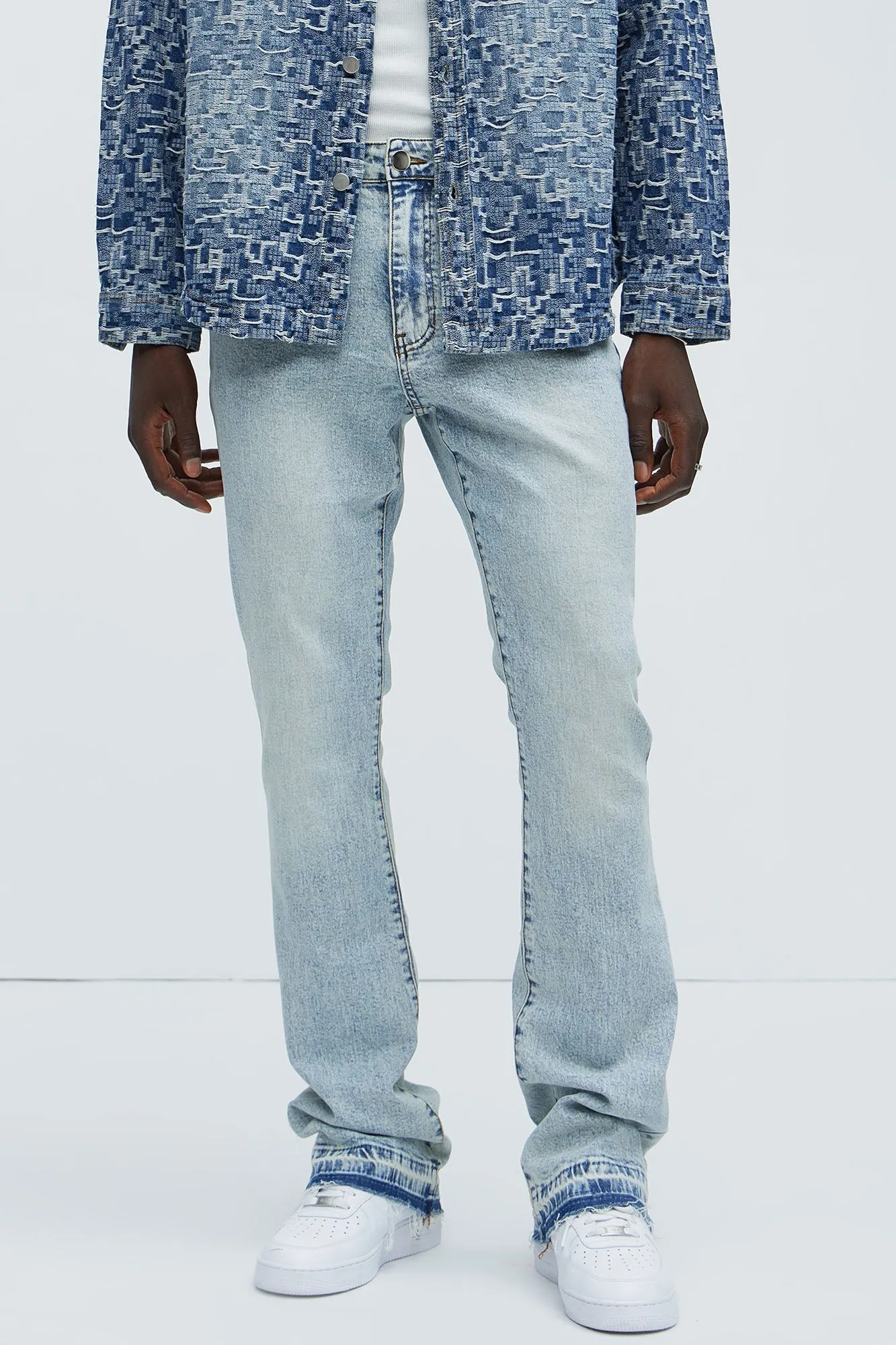 Cornell Stacked Skinny Flare Jeans - Light Wash sold by Fashion Nova