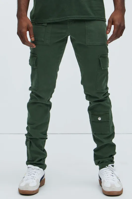 I'm Feeling Stacked Skinny Cargo Pants - Green sold by Fashion Nova