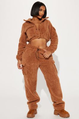 Maribela Sherpa Pant Set - Mocha sold by Fashion Nova