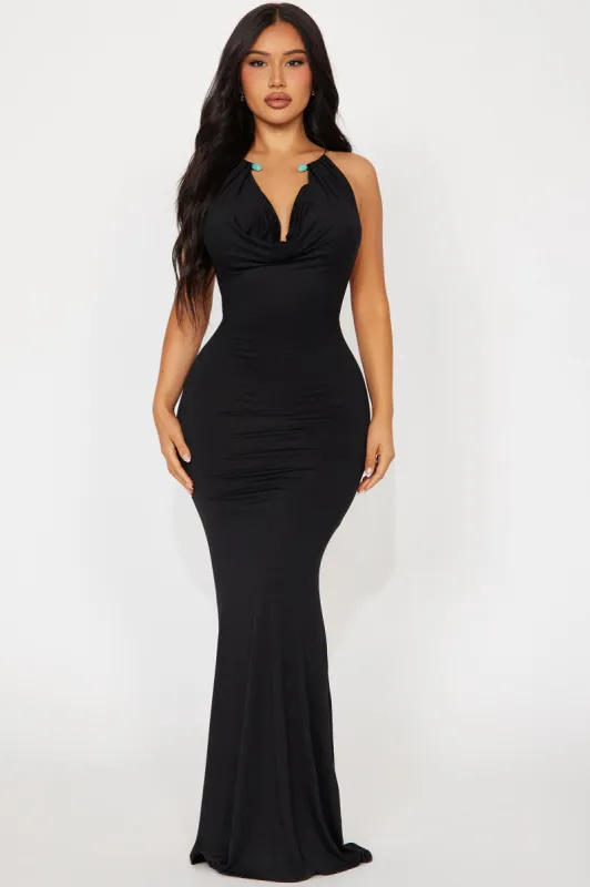 Clarissa Backless Maxi Dress - Black sold by Fashion Nova