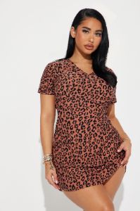 Wild For The Night PJ Sleep Shirt - Brown sold by Fashion Nova