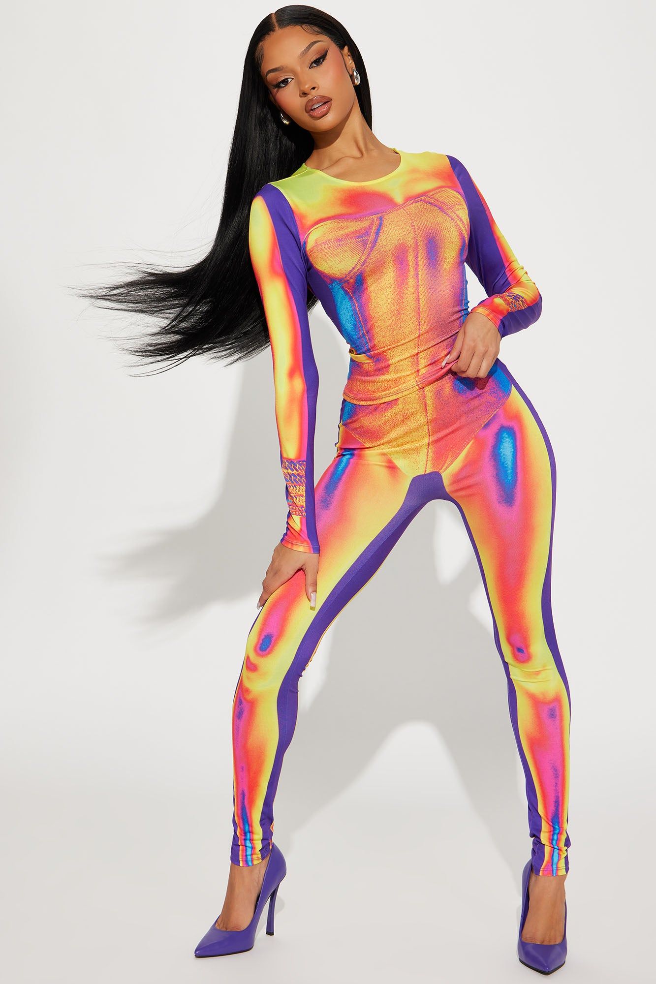 Night Vision Legging Set - Yellow/combo sold by Fashion Nova