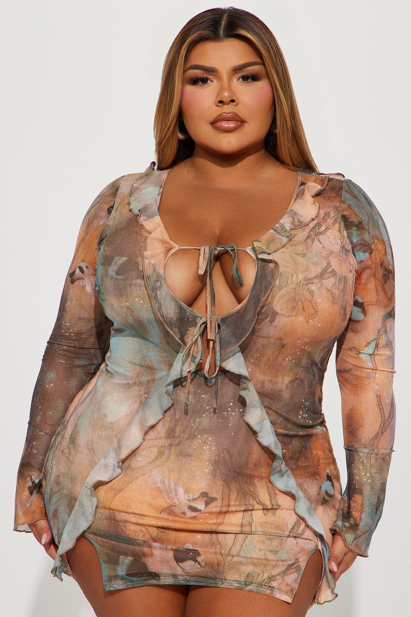 Eliana Mesh Mini Dress - Orange/combo sold by Fashion Nova product image thumbnail 4