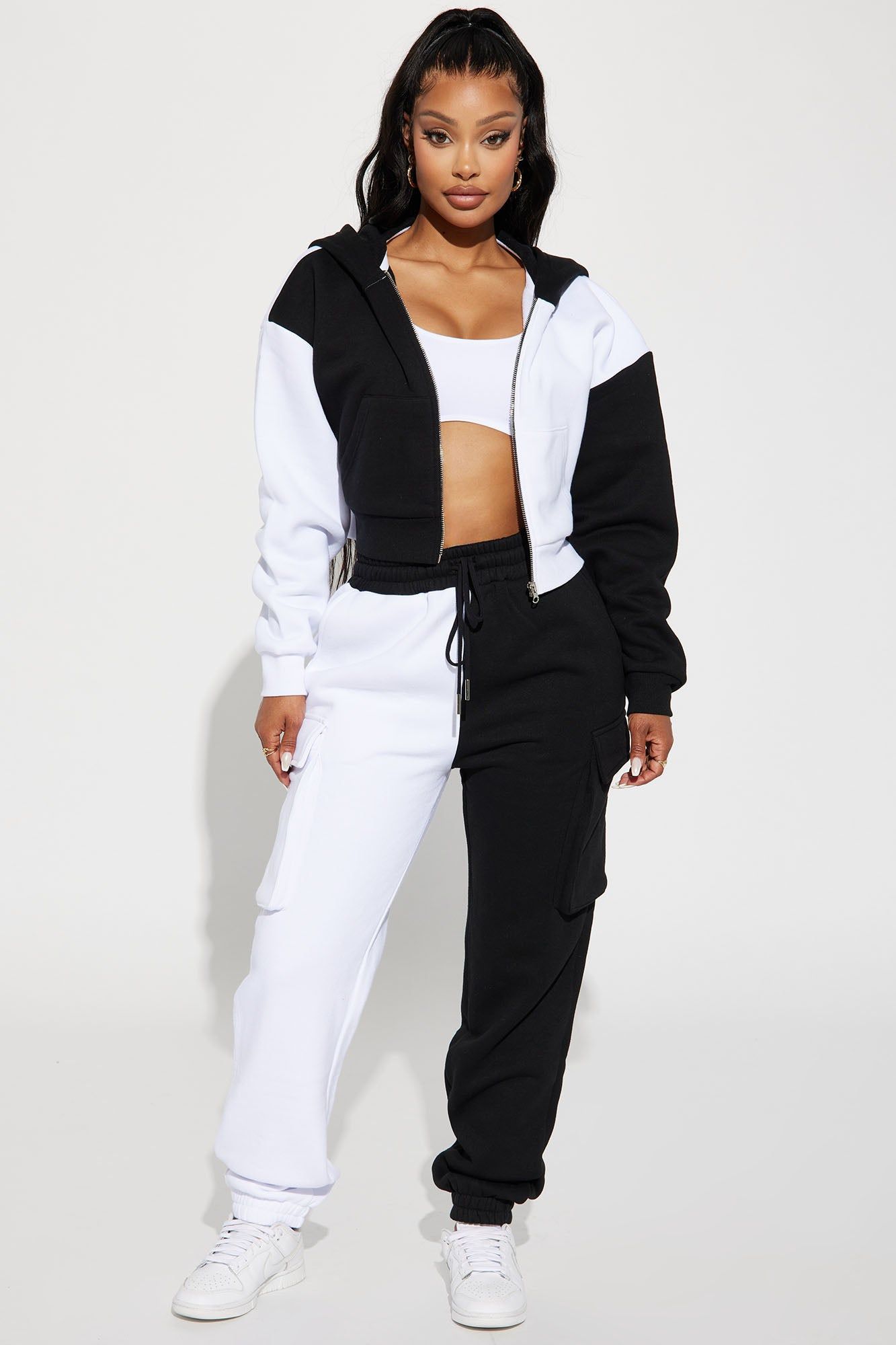 Melinda Color Block Lounge Hoodie - Black/White sold by Fashion Nova product image thumbnail 2
