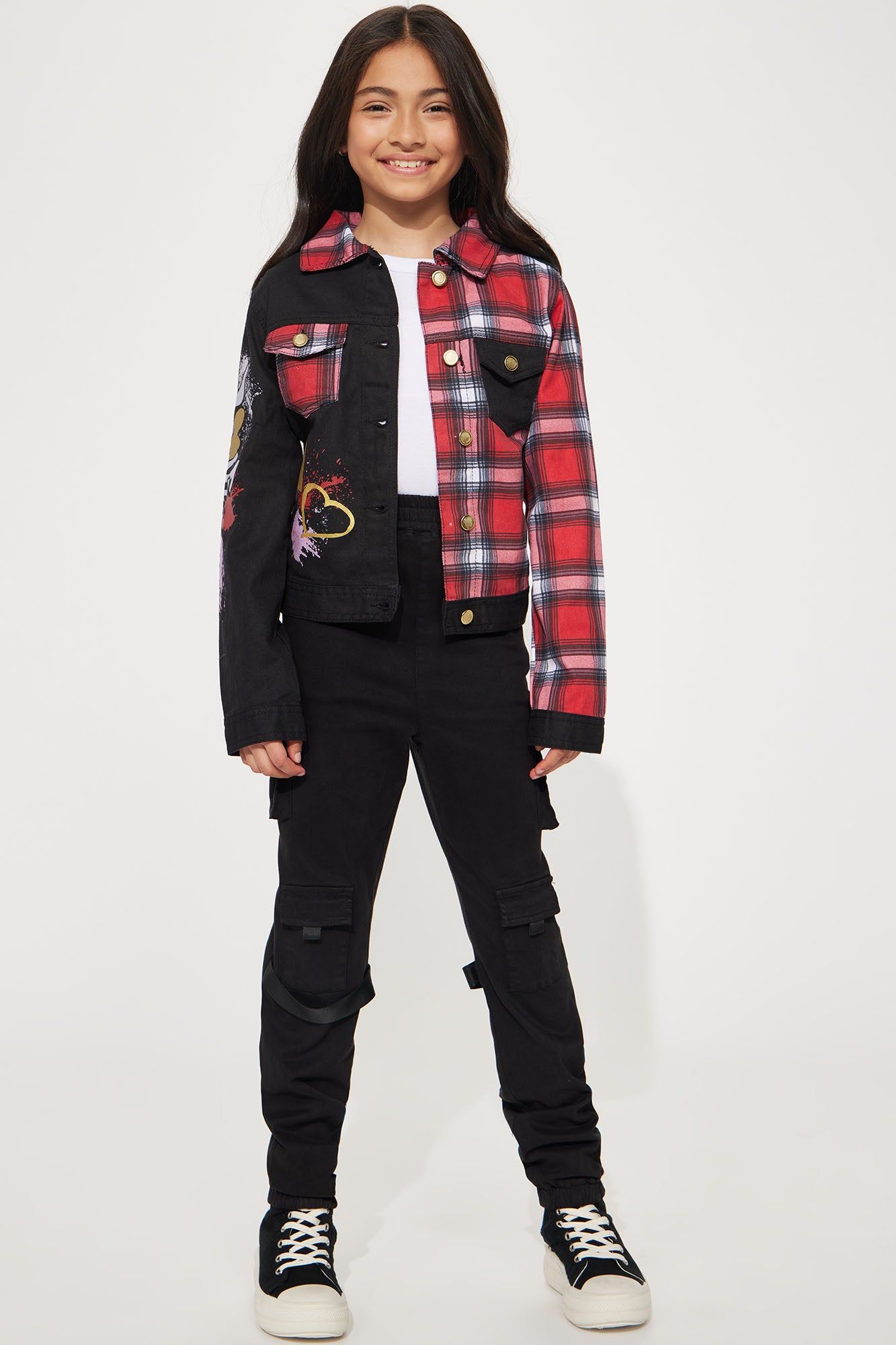 Mini Mixed Media Foil Denim Jacket - Black/Red sold by Fashion Nova product image thumbnail 2