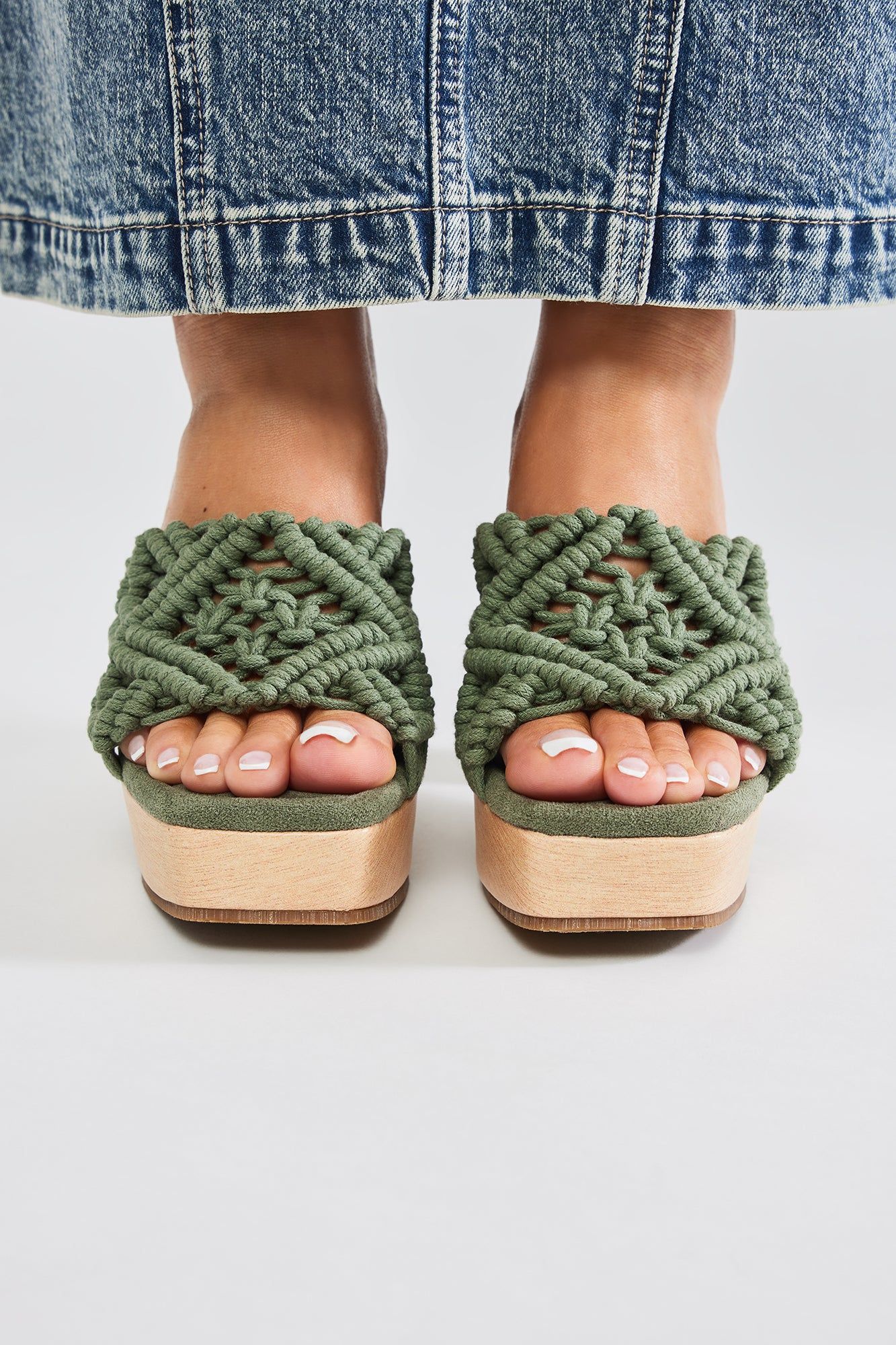 California Breeze Crochet Heeled Mules - Green sold by Fashion Nova product image thumbnail 4