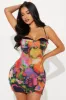A Lil Rebellious Mesh Mini Dress - Orange/combo sold by Fashion Nova