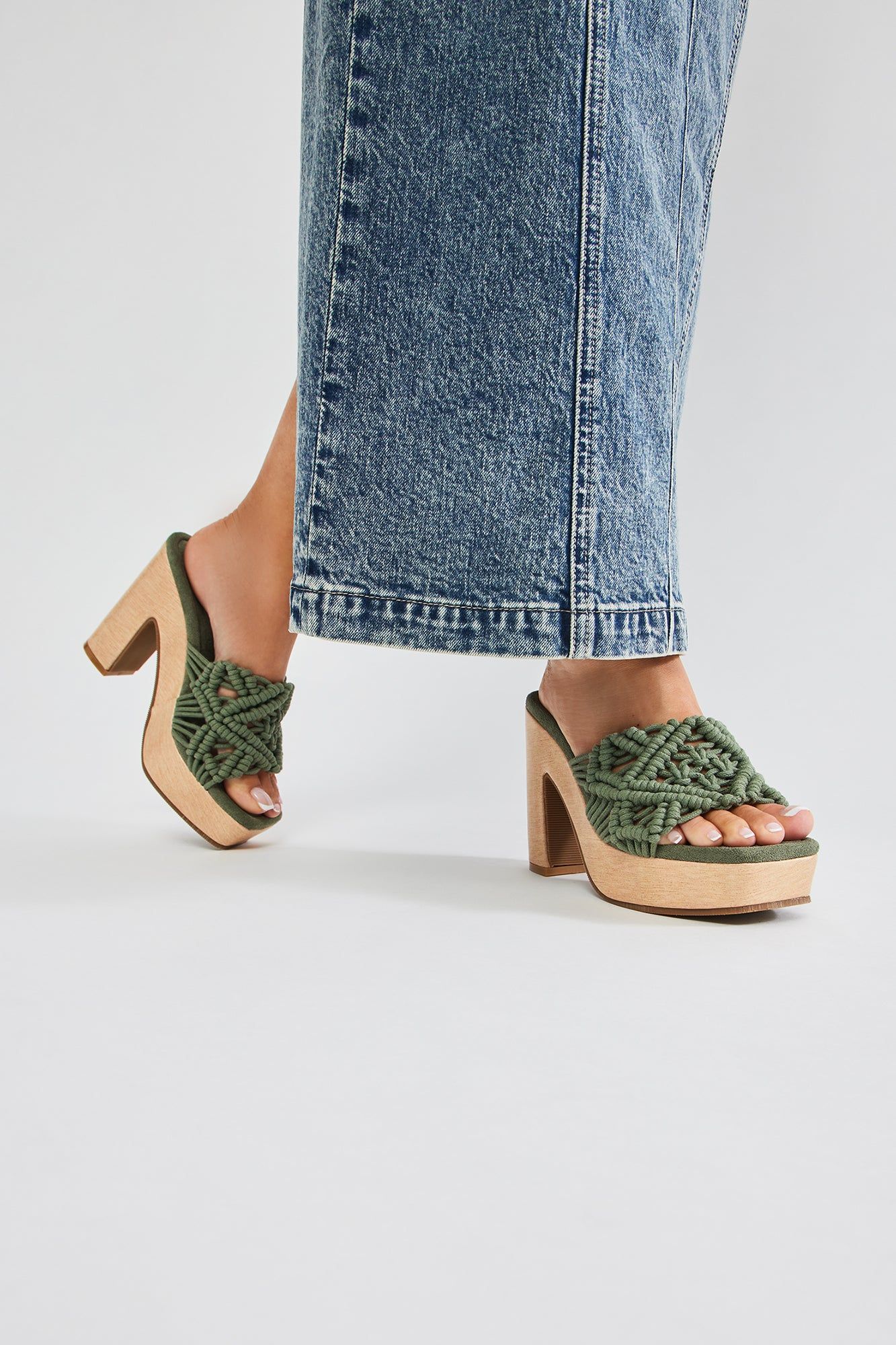 California Breeze Crochet Heeled Mules - Green sold by Fashion Nova product image thumbnail 3