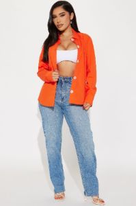 Manifesting Needs Poplin Shirt - Orange sold by Fashion Nova