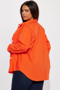 Manifesting Needs Poplin Shirt - Orange sold by Fashion Nova