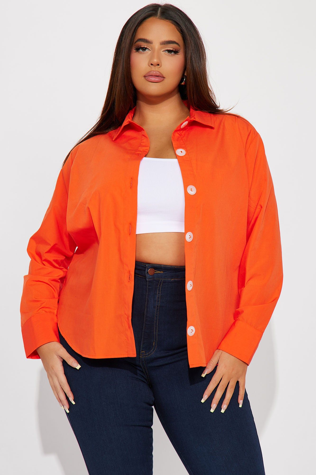 Manifesting Needs Poplin Shirt - Orange sold by Fashion Nova product image thumbnail 5