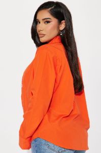 Manifesting Needs Poplin Shirt - Orange sold by Fashion Nova