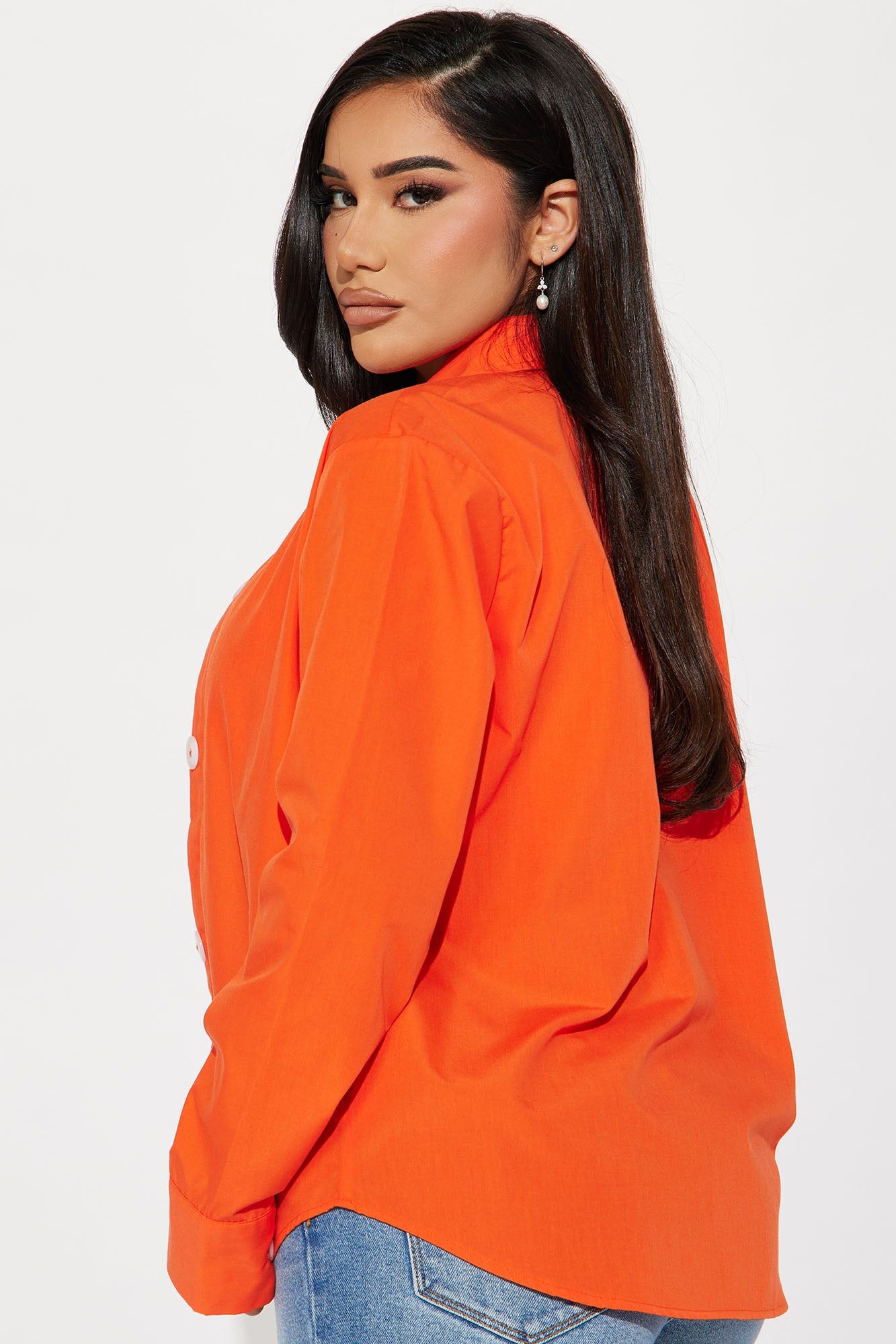 Manifesting Needs Poplin Shirt - Orange sold by Fashion Nova product image thumbnail 4