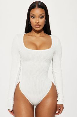 Sydney Scoop Neck Bodysuit - White sold by Fashion Nova