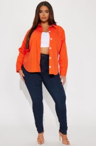 Manifesting Needs Poplin Shirt - Orange sold by Fashion Nova