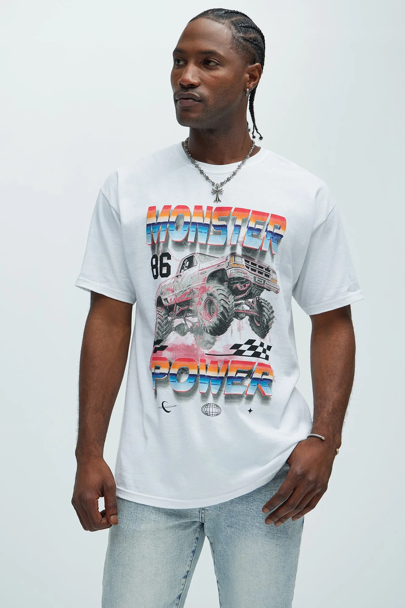 Monster Truck Power Short Sleeve Tee - White sold by Fashion Nova