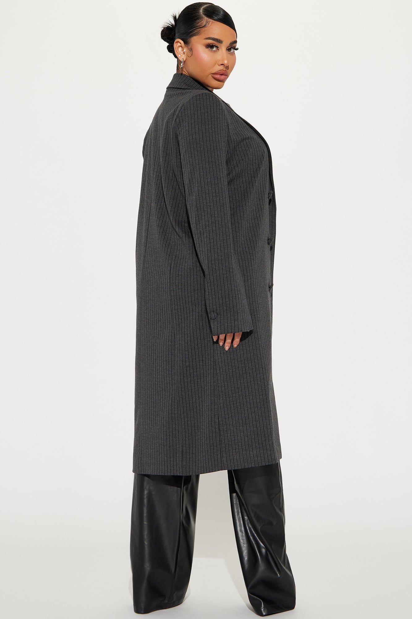 Business Dinners Pinstripe Blazer - Charcoal sold by Fashion Nova product image thumbnail 3