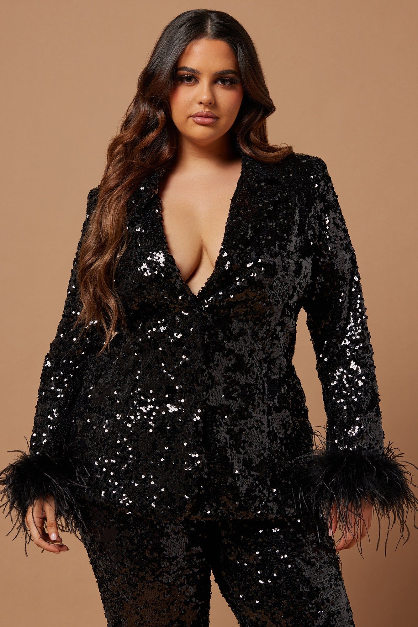 Dania Sequin Feather Blazer - Black sold by Fashion Nova product image thumbnail 5
