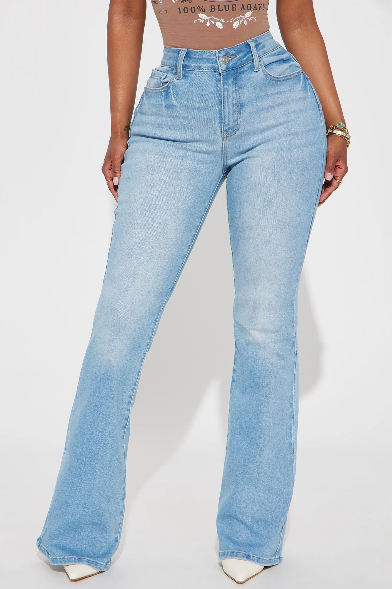 Iman Curvy Stretch Flare Jeans - Light Wash sold by Fashion Nova product image thumbnail 2