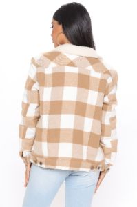 Chillin By The Fire Jacket - Taupe/combo sold by Fashion Nova