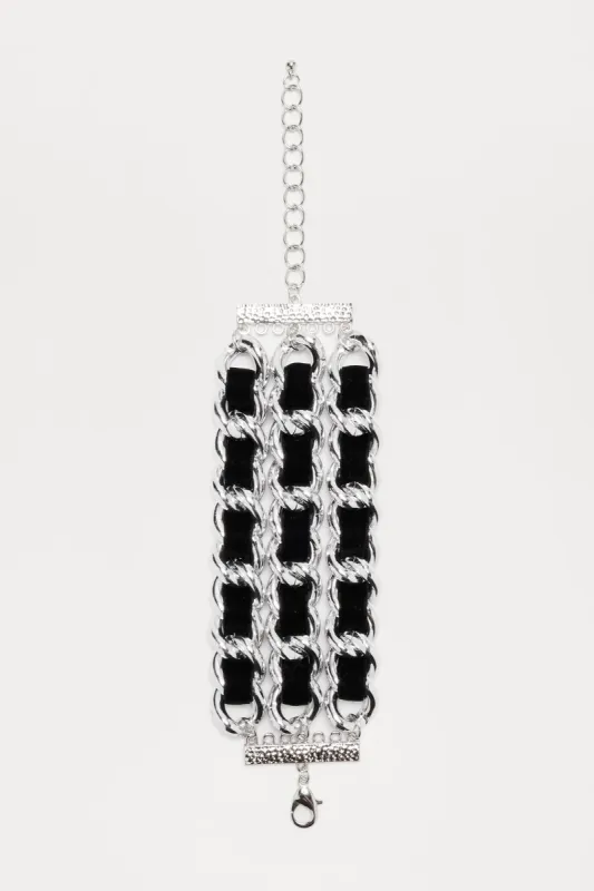 Twisted Love Bracelet - Silver/Black sold by Fashion Nova