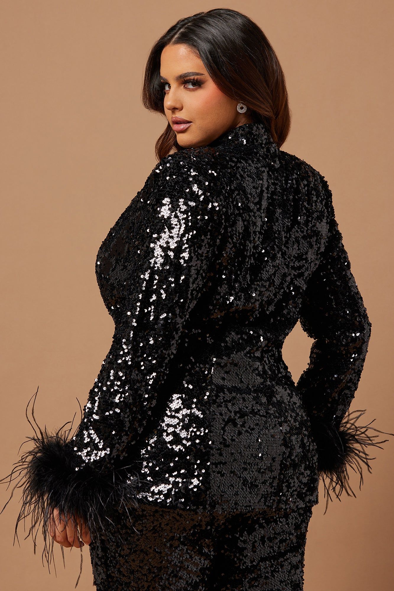 Dania Sequin Feather Blazer - Black sold by Fashion Nova product image thumbnail 7