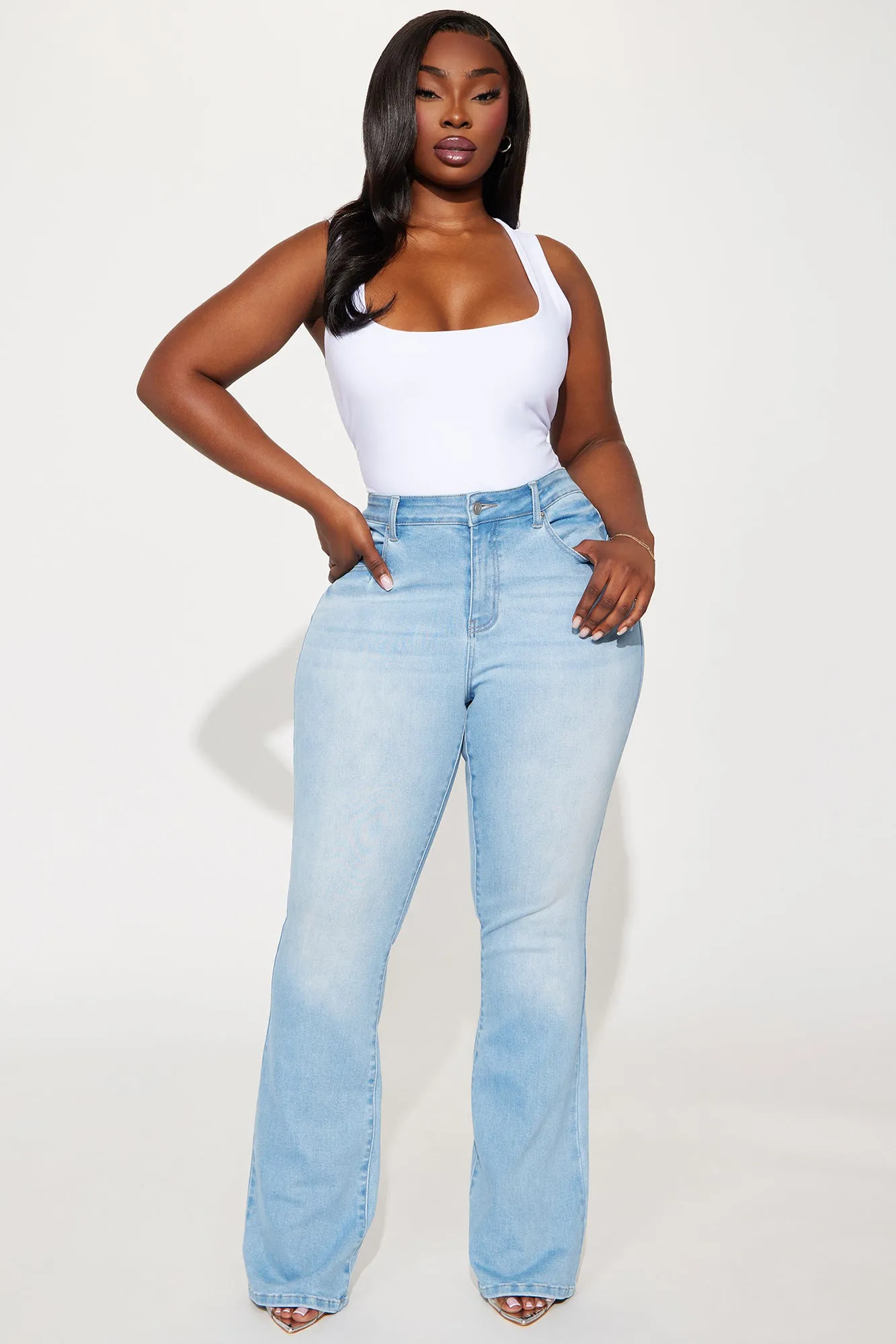 Iman Curvy Stretch Flare Jeans - Light Wash sold by Fashion Nova product image thumbnail 4