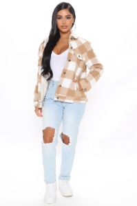 Chillin By The Fire Jacket - Taupe/combo sold by Fashion Nova
