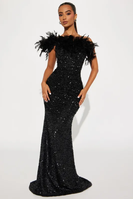 Shimmy On Over Sequin Gown - Black sold by Fashion Nova