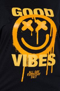 Good Vibes Smiley Face Graphic Tee - Black sold by Fashion Nova