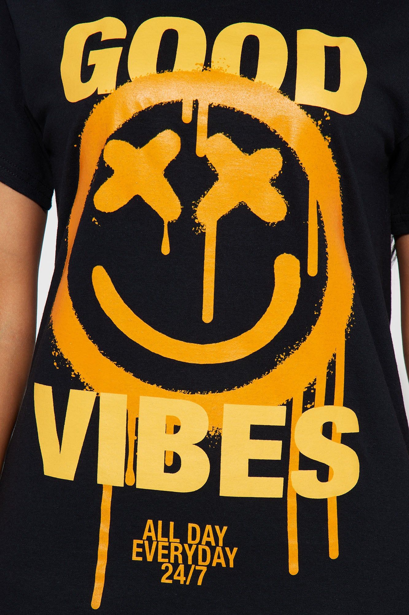 Good Vibes Smiley Face Graphic Tee - Black sold by Fashion Nova product image thumbnail 3