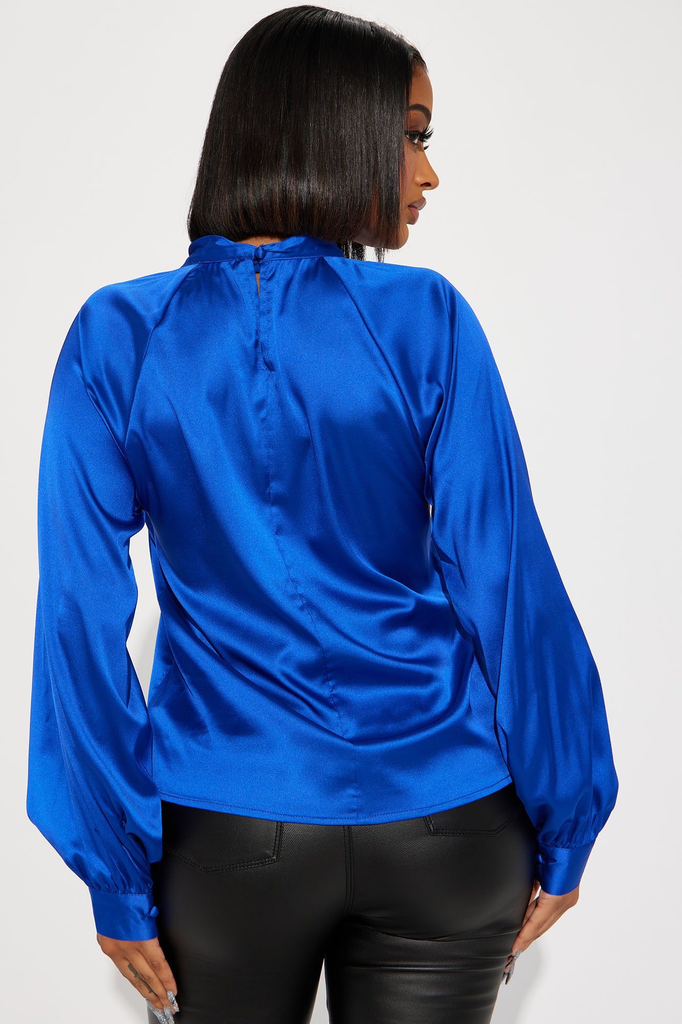 I Am The Gift Satin Blouse - Royal sold by Fashion Nova product image thumbnail 3
