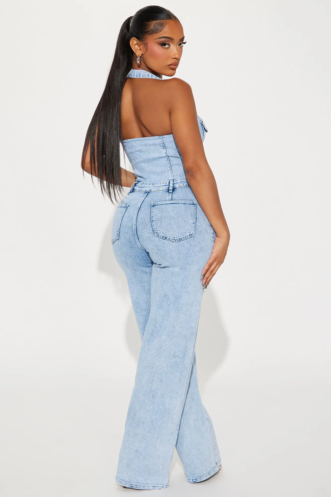 Stay Around Denim Jumpsuit - Light Wash sold by Fashion Nova product image thumbnail 3