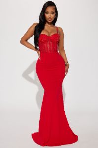 Bella Embellished Gown - Red sold by Fashion Nova