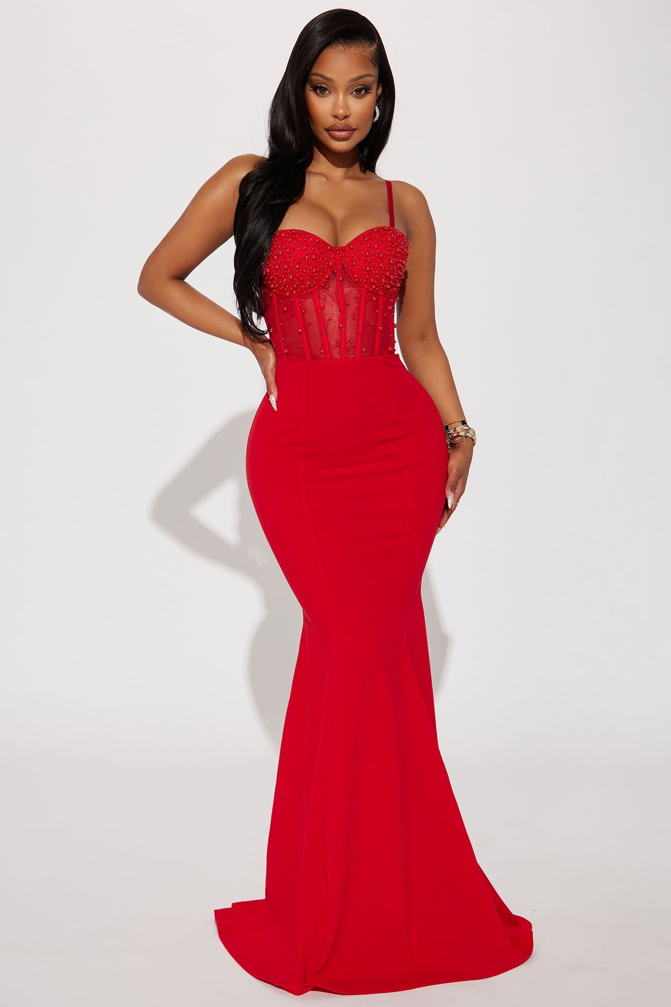 Bella Embellished Gown - Red sold by Fashion Nova
